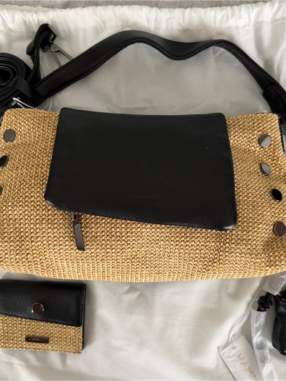 NWT Hammitt Chaparral Rafia VIP Satchel Combo with Montana wallet and Mini B